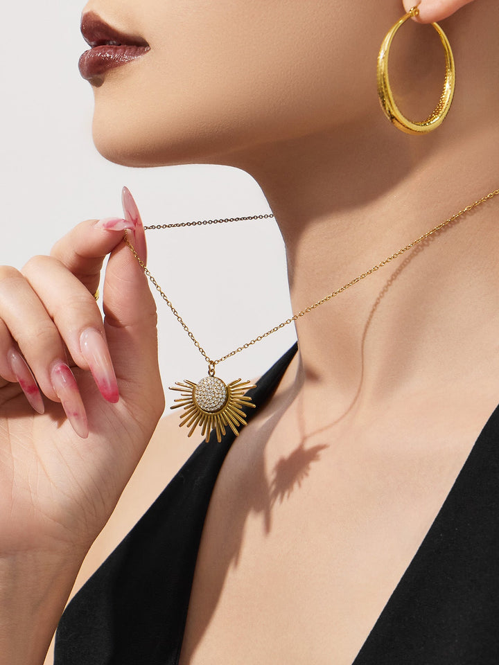 Pavé Sunburst Pendant Necklace
