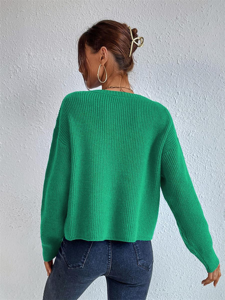 Solid Color Knit Sweater