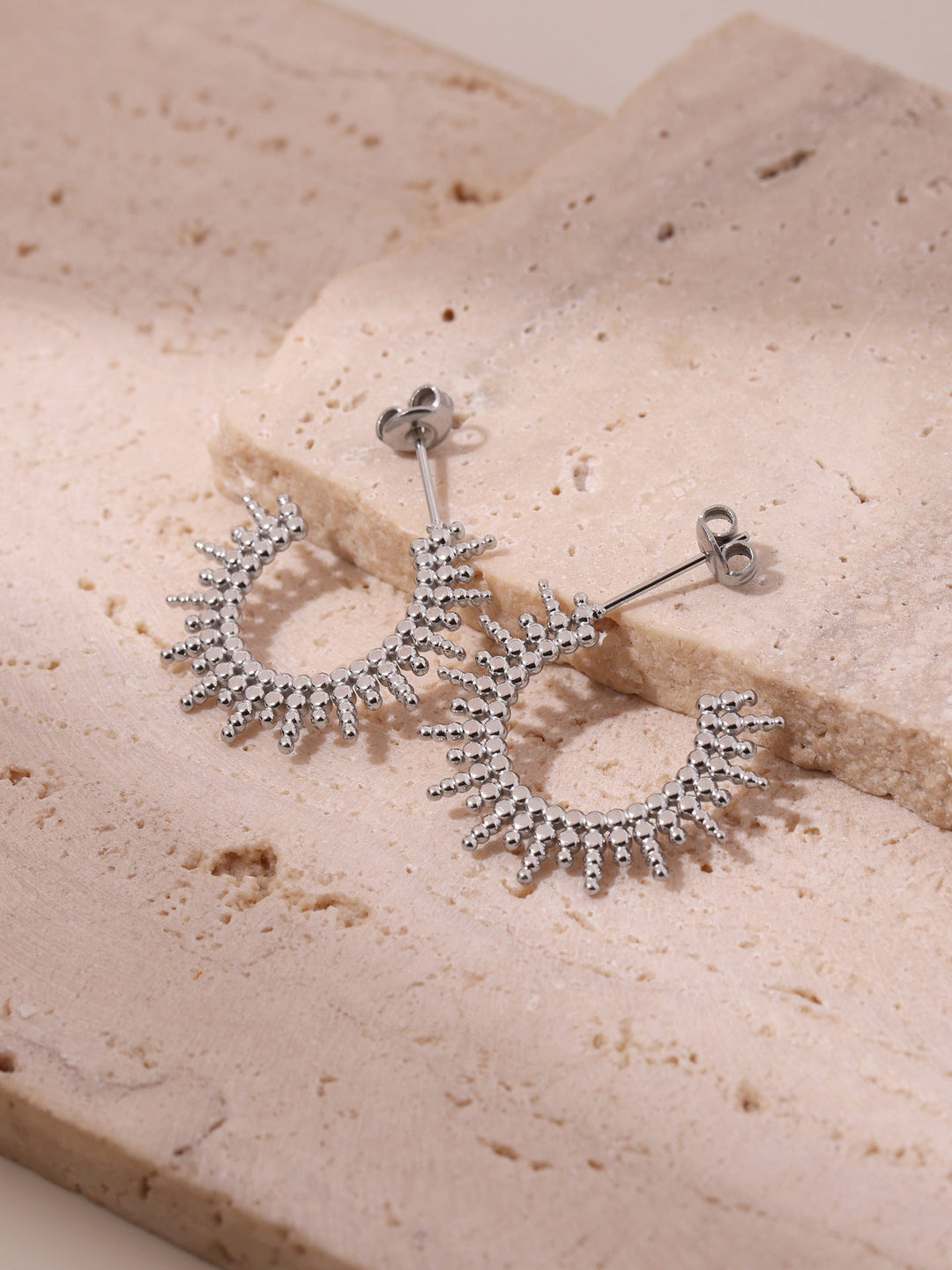 Sunburst Textured Open Hoop Earrings