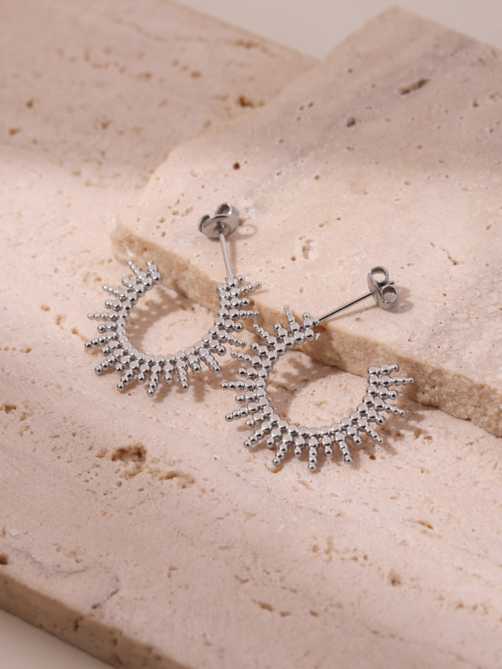 Sunburst Textured Open Hoop Earrings