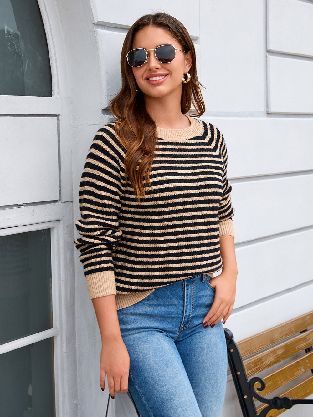 Cozy Stripe Crew Neck Sweater