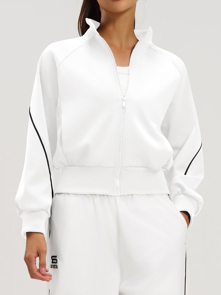 Piping Detail Fleece Lined Active Jacket