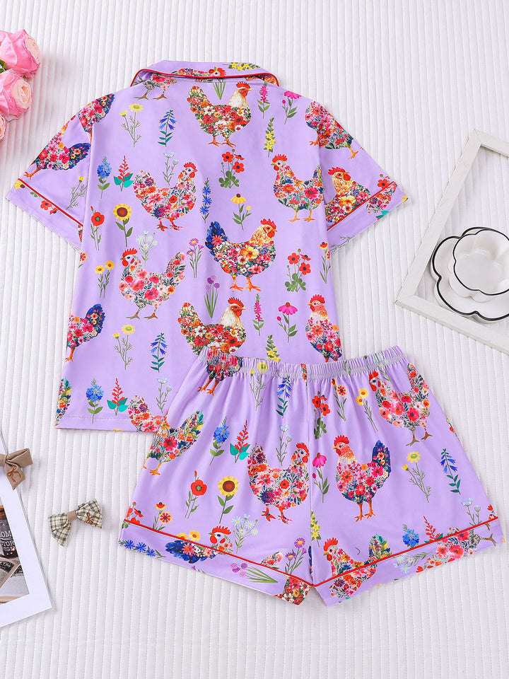 Garden Floral Chicken Pajama Set