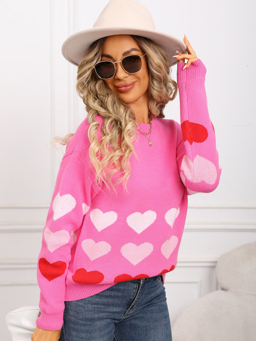 Ombre Heart Print Sweater