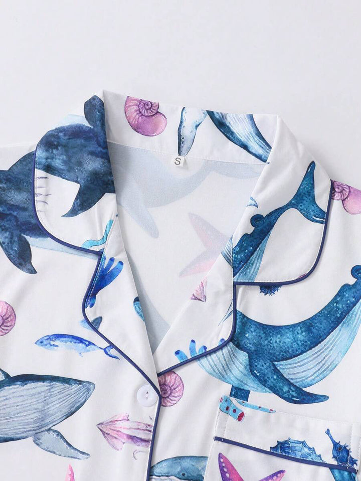 Whale Print Pajama Set