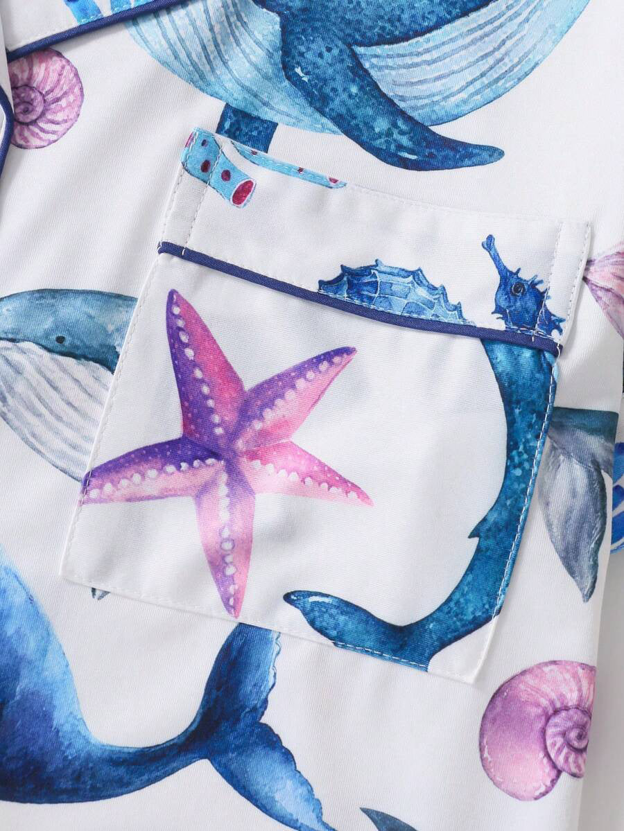 Whale Print Pajama Set