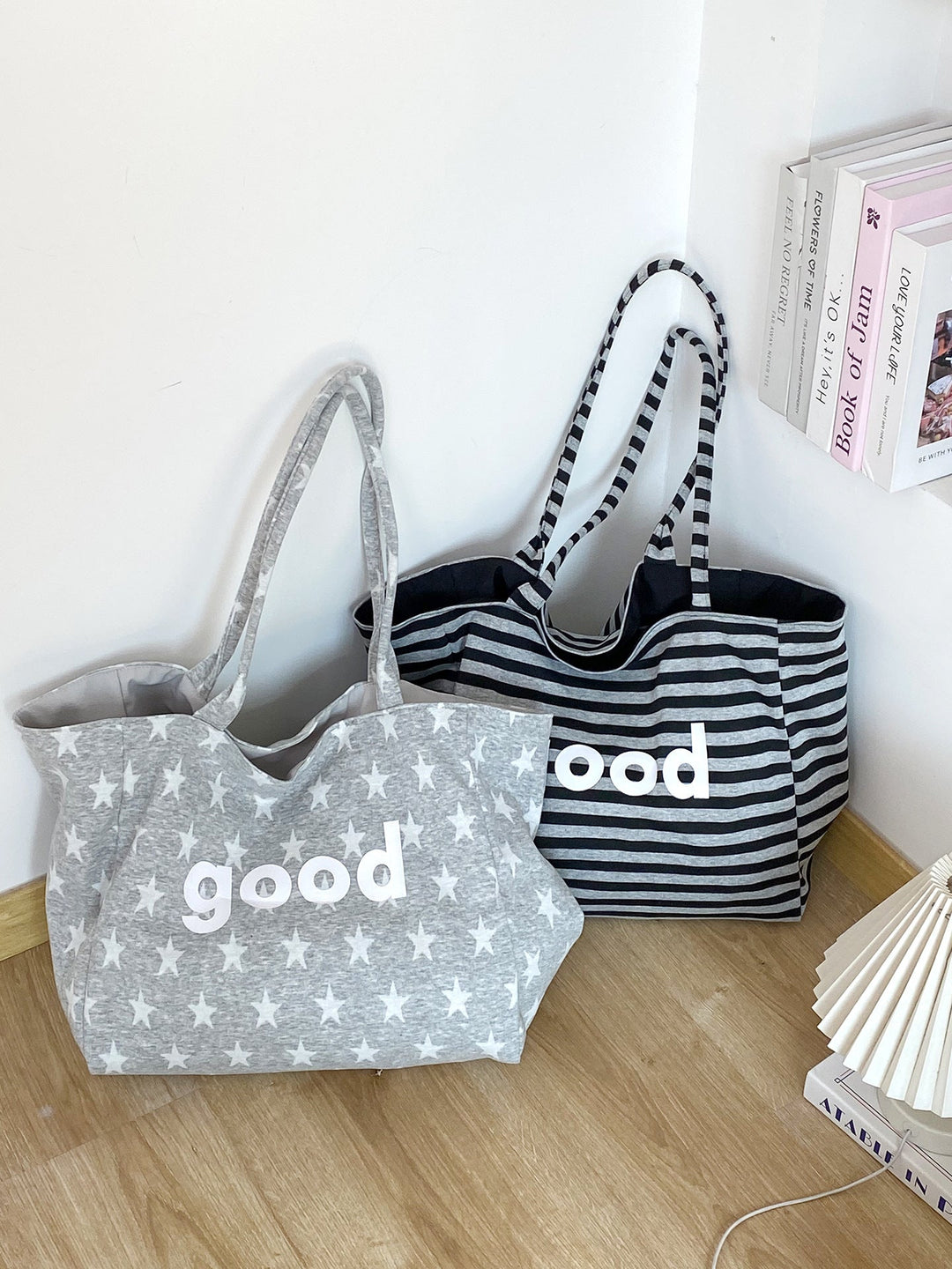 “Good” Graphic Shoulder Tote Bag
