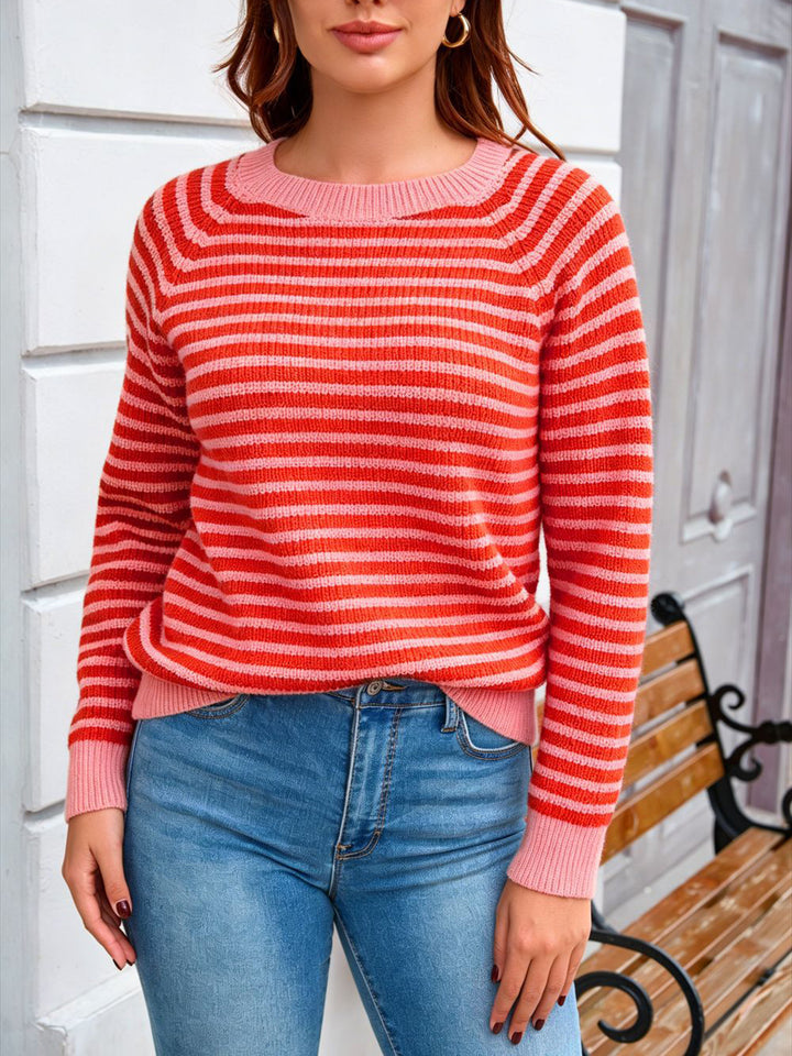 Cozy Stripe Crew Neck Sweater