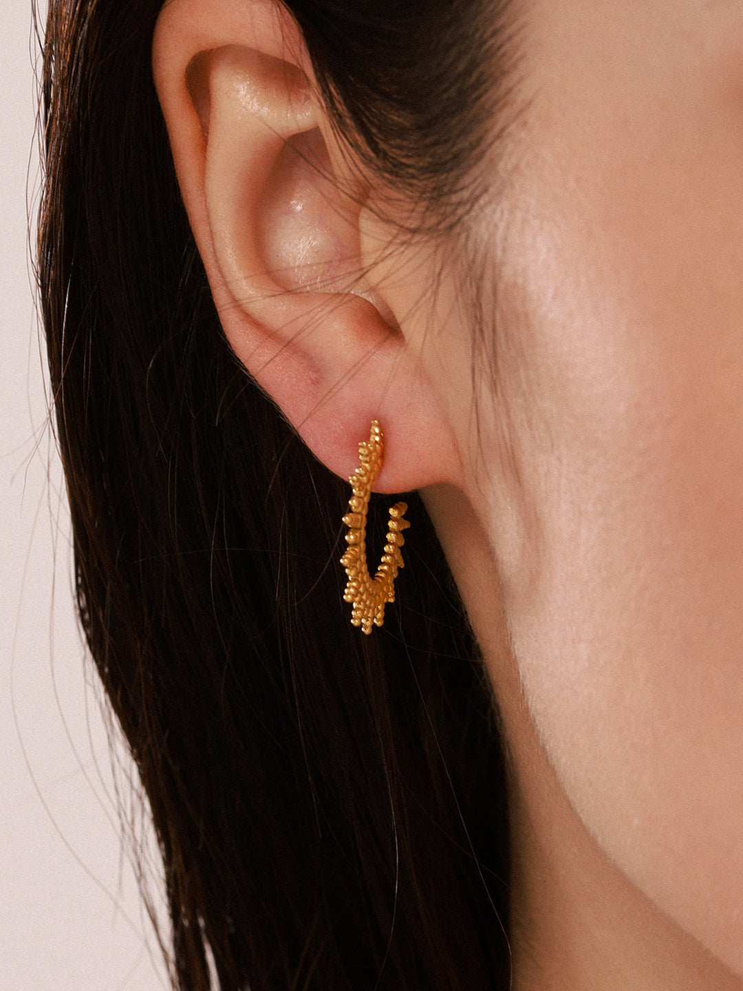Sunburst Textured Open Hoop Earrings