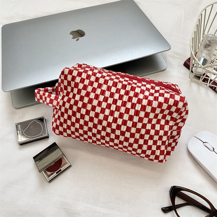 Red Checker Cosmetic Bag
