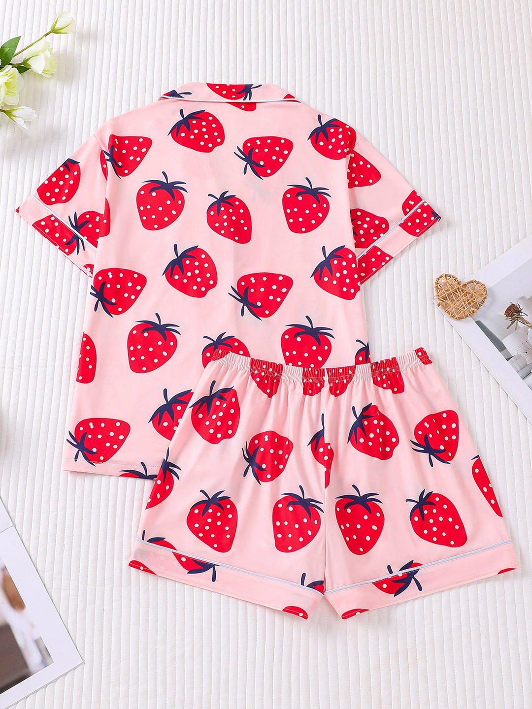Strawberry Print Pajama Set