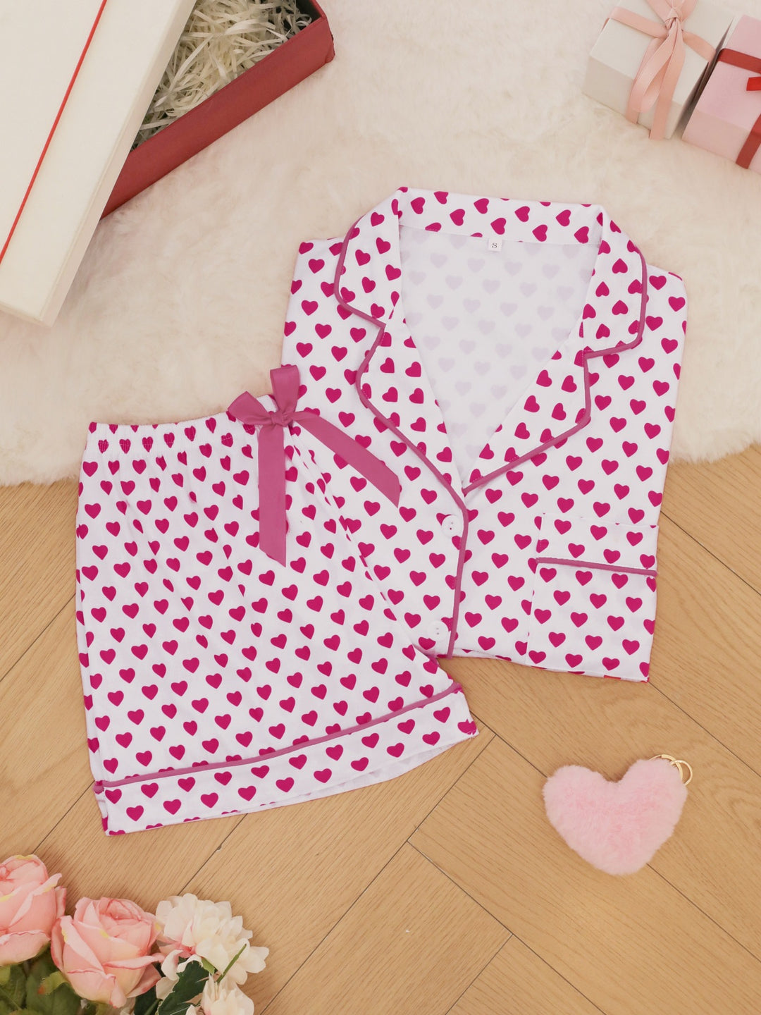Heart Pattern Pajama Set