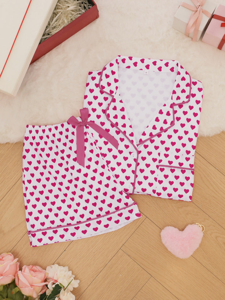 Heart Pattern Pajama Set