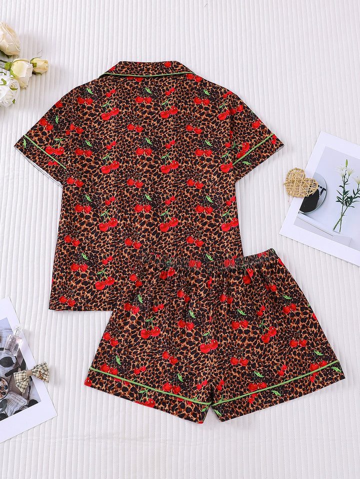 Cherry Animal Print Pajama Set