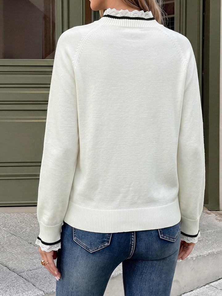 Coquette Bow Detail Crewneck Knit Sweater