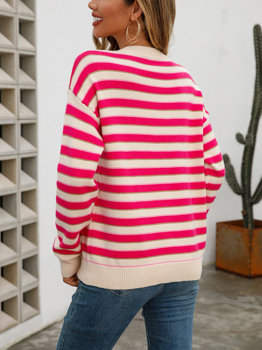 Multi Stripe Crew Neck Sweater