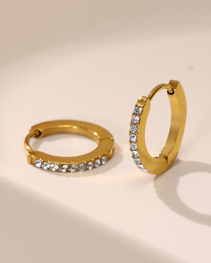 Gold Pavé Huggie Hoop Earrings