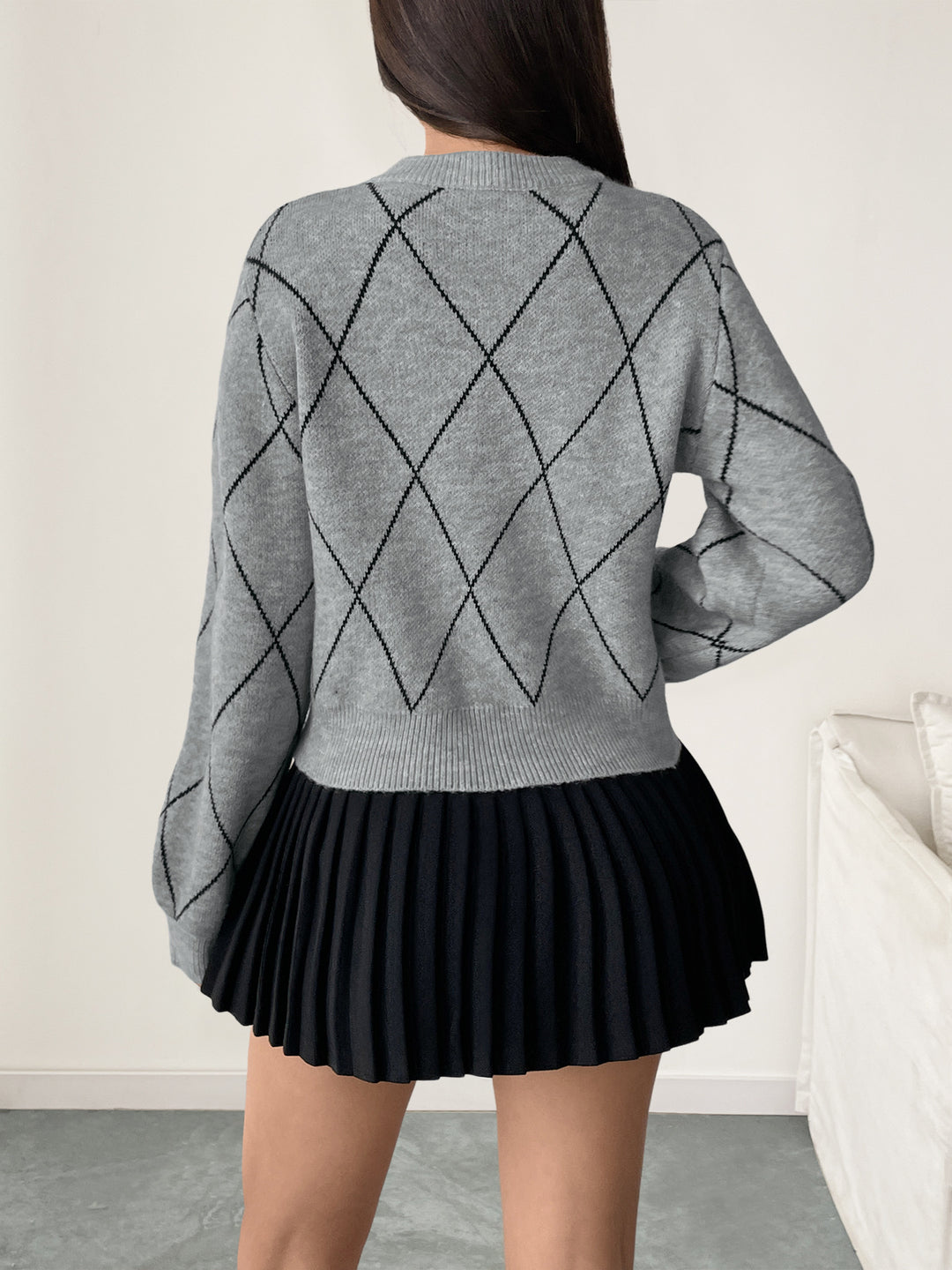 Bow Detail Diamond Sweater