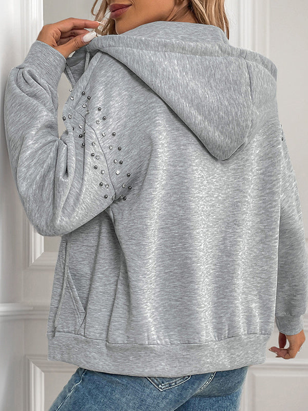 Sparkle Detail Zip up Hoodie