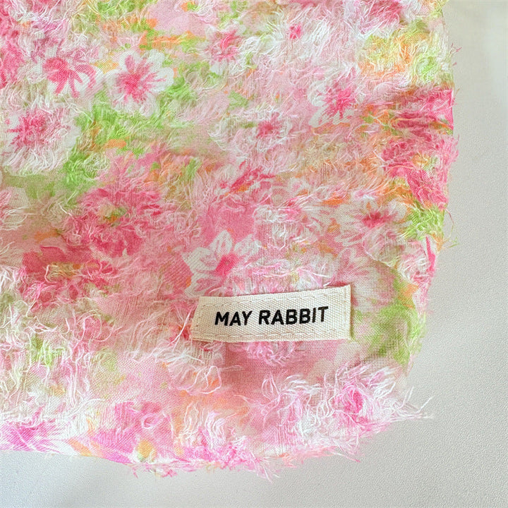 Textured Floral Cosmetic Pouch