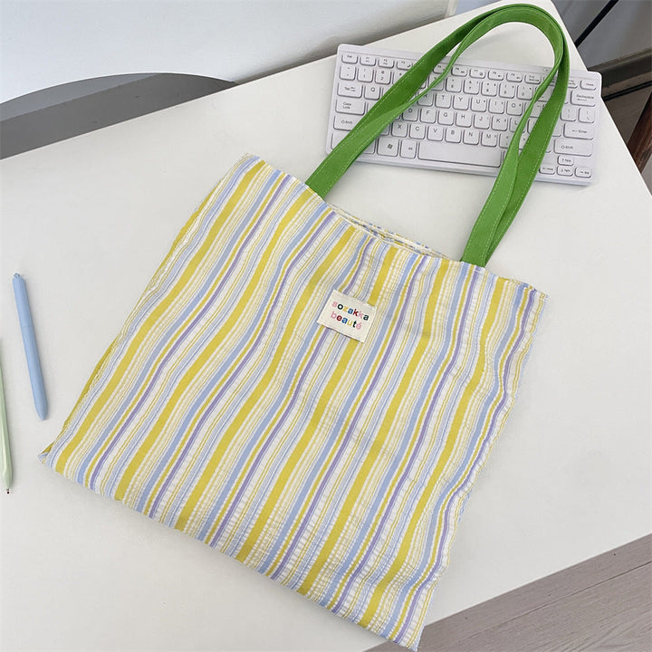 Double Pocket Striped Tote Bag