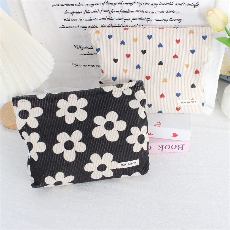 Heart & Daisy Corduroy Makeup Bag