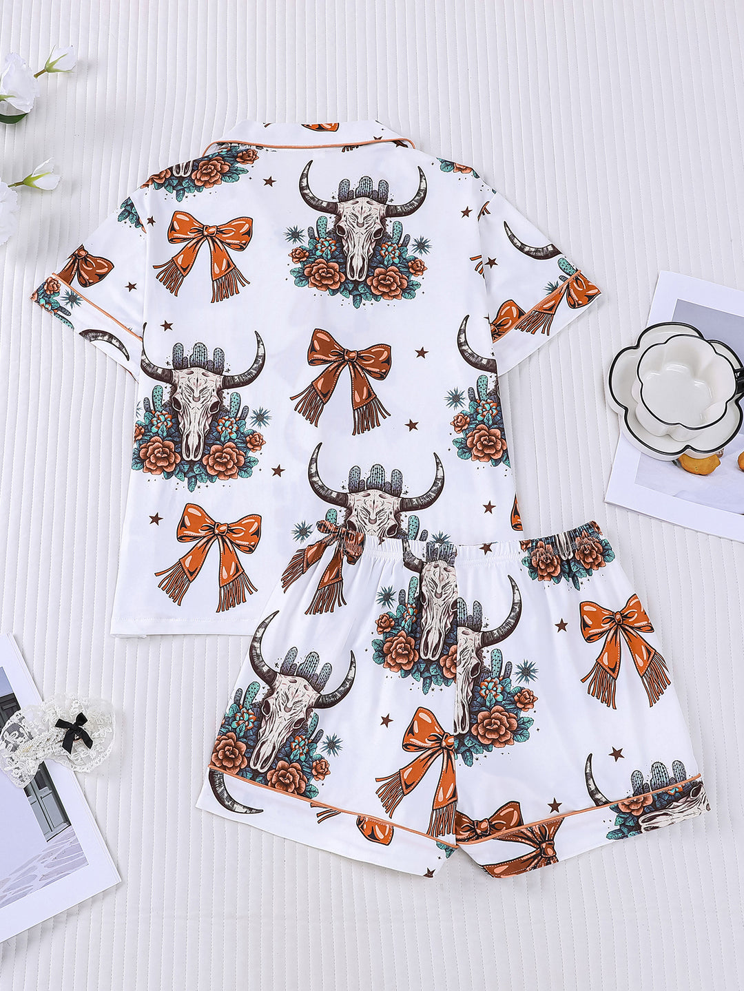 Coquette Western Bow Skull Pajama Set