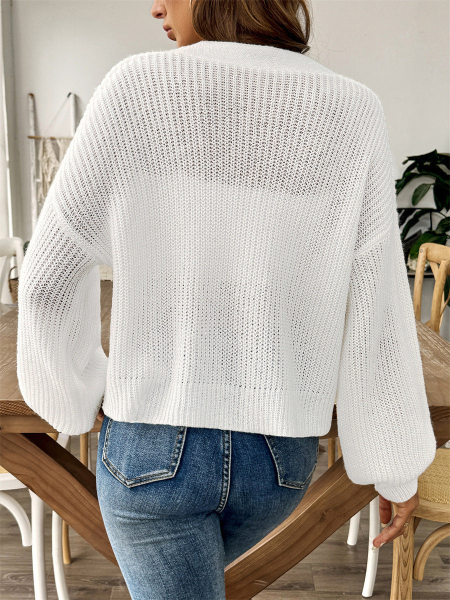 Knit Button Down Vneck Sweater