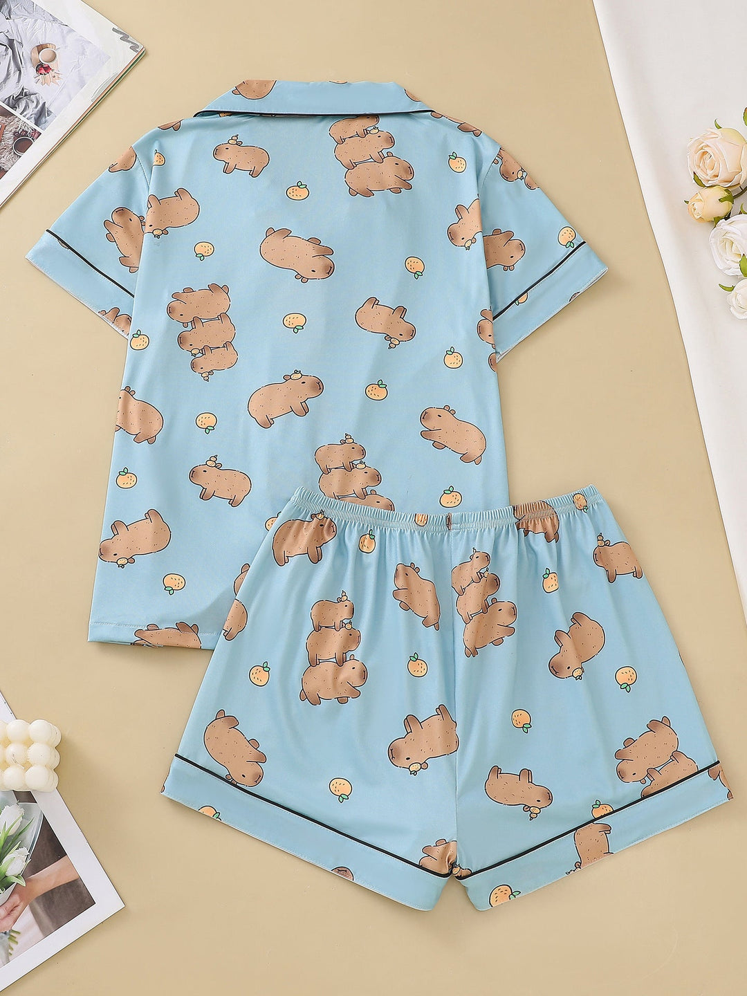 Capybara Print Pajama Set