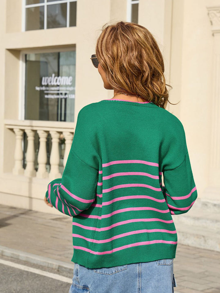 Bow Tie Front Stripe Sweater