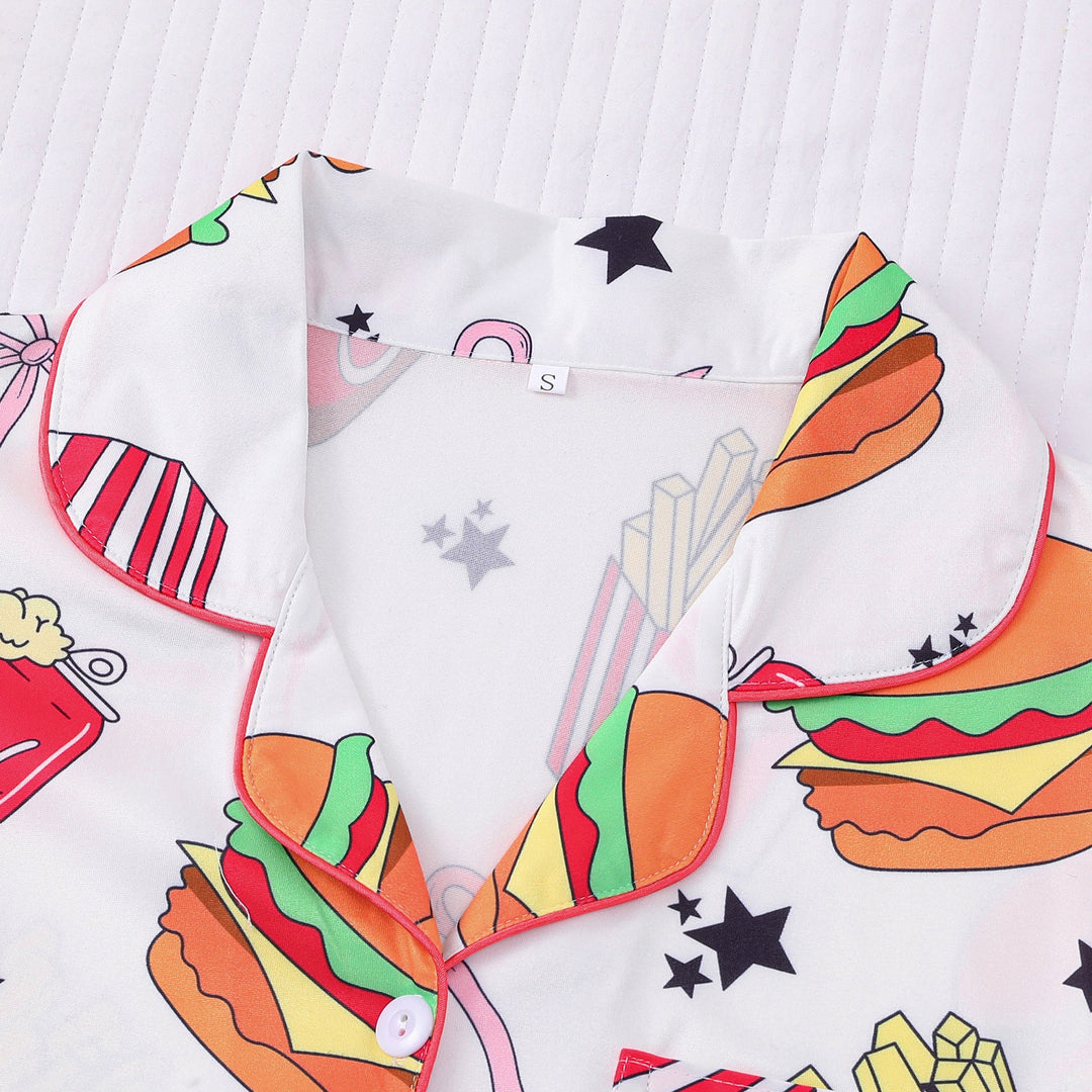 Burger & Fries Print Pajama Set