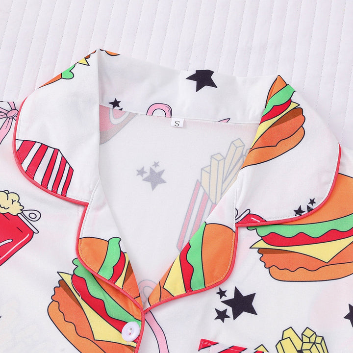 Burger & Fries Print Pajama Set