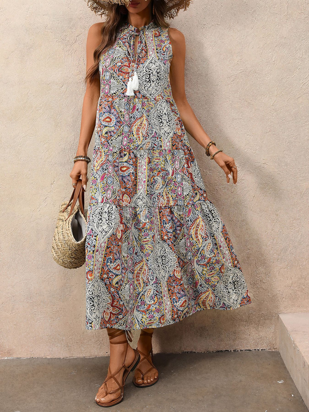 Bohemian Paisley Print Maxi Dress