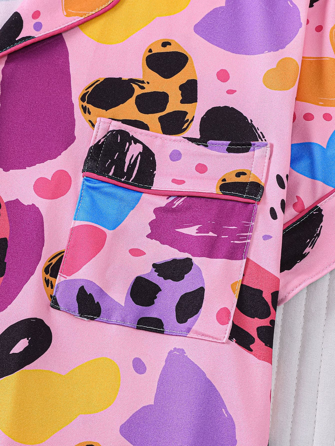 Colorful Heart Print Pajama Set