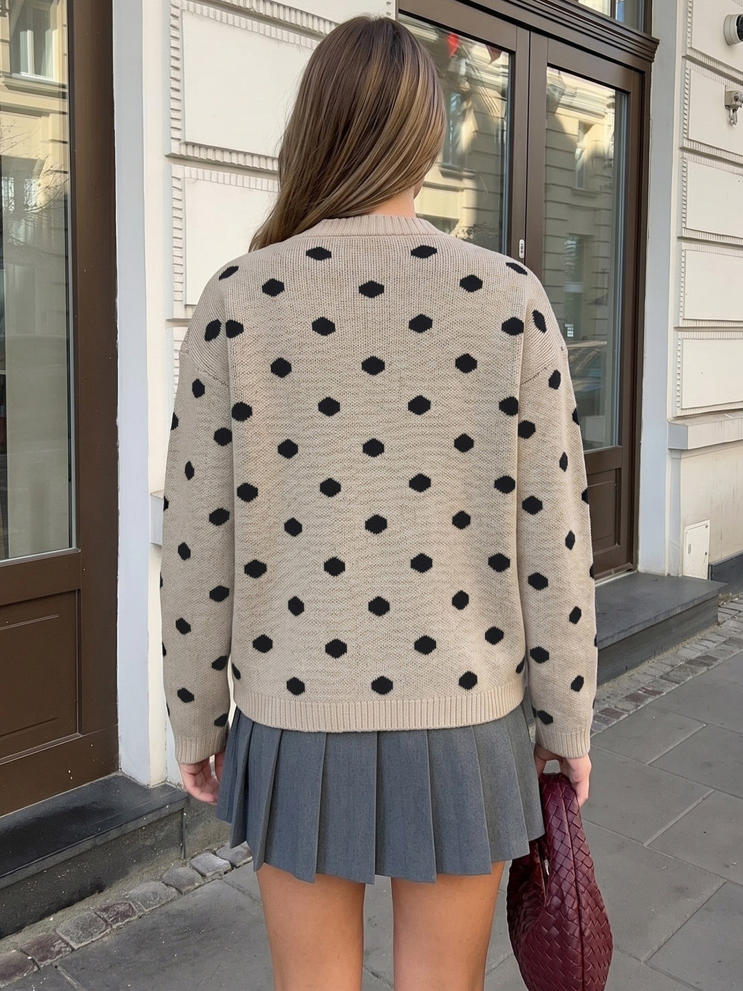 Classic Polka Dot Knit Sweater