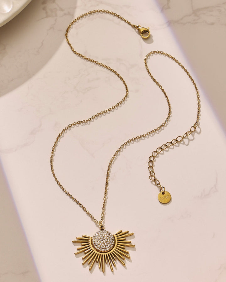 Pavé Sunburst Pendant Necklace