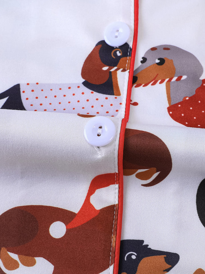 Merry Dachshund Long Sleeve Pajama Set