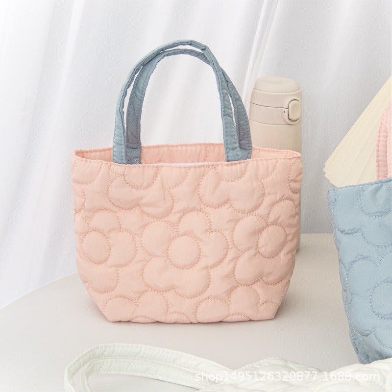 Pastel Quilted Flower Mini Tote Bag