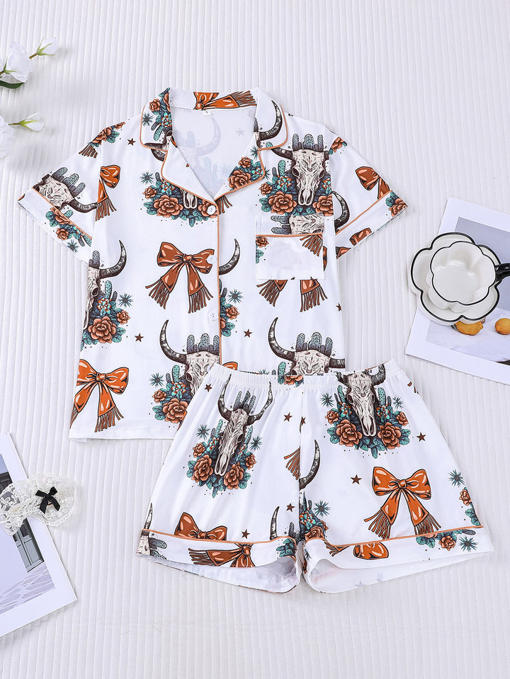 Coquette Western Bow Skull Pajama Set