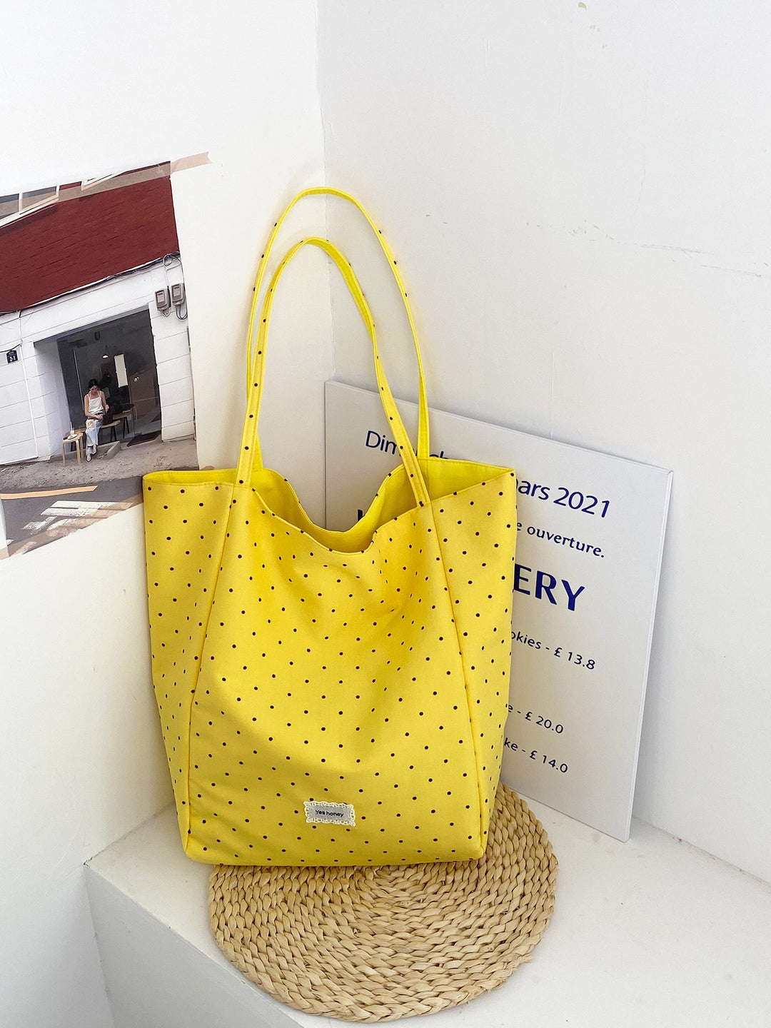 Reversible Polka Dot Everyday Tote Bag