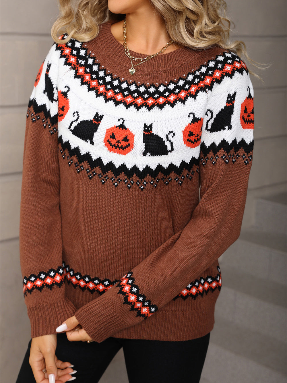 Halloween Cat Fair Isle Sweater