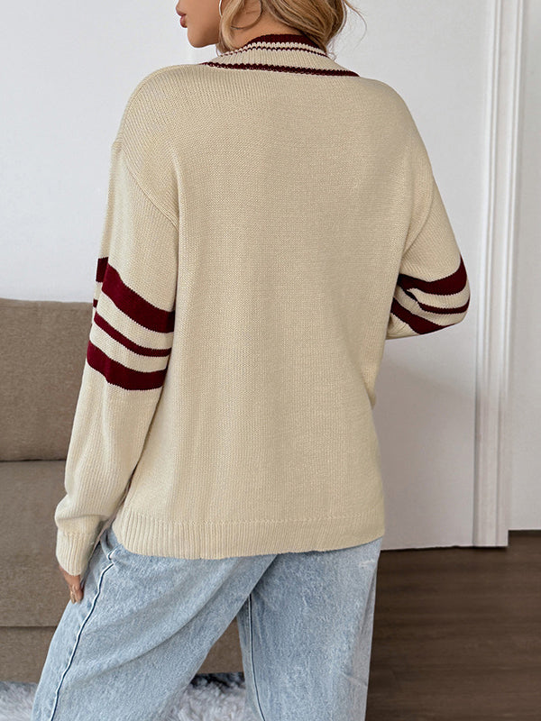 Retro Stripe Vneck Sweater