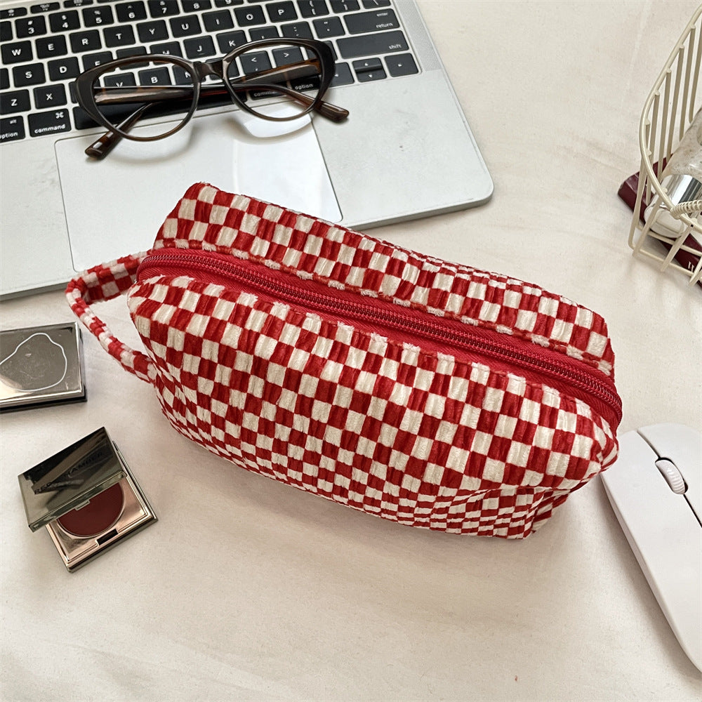 Red Checker Cosmetic Bag