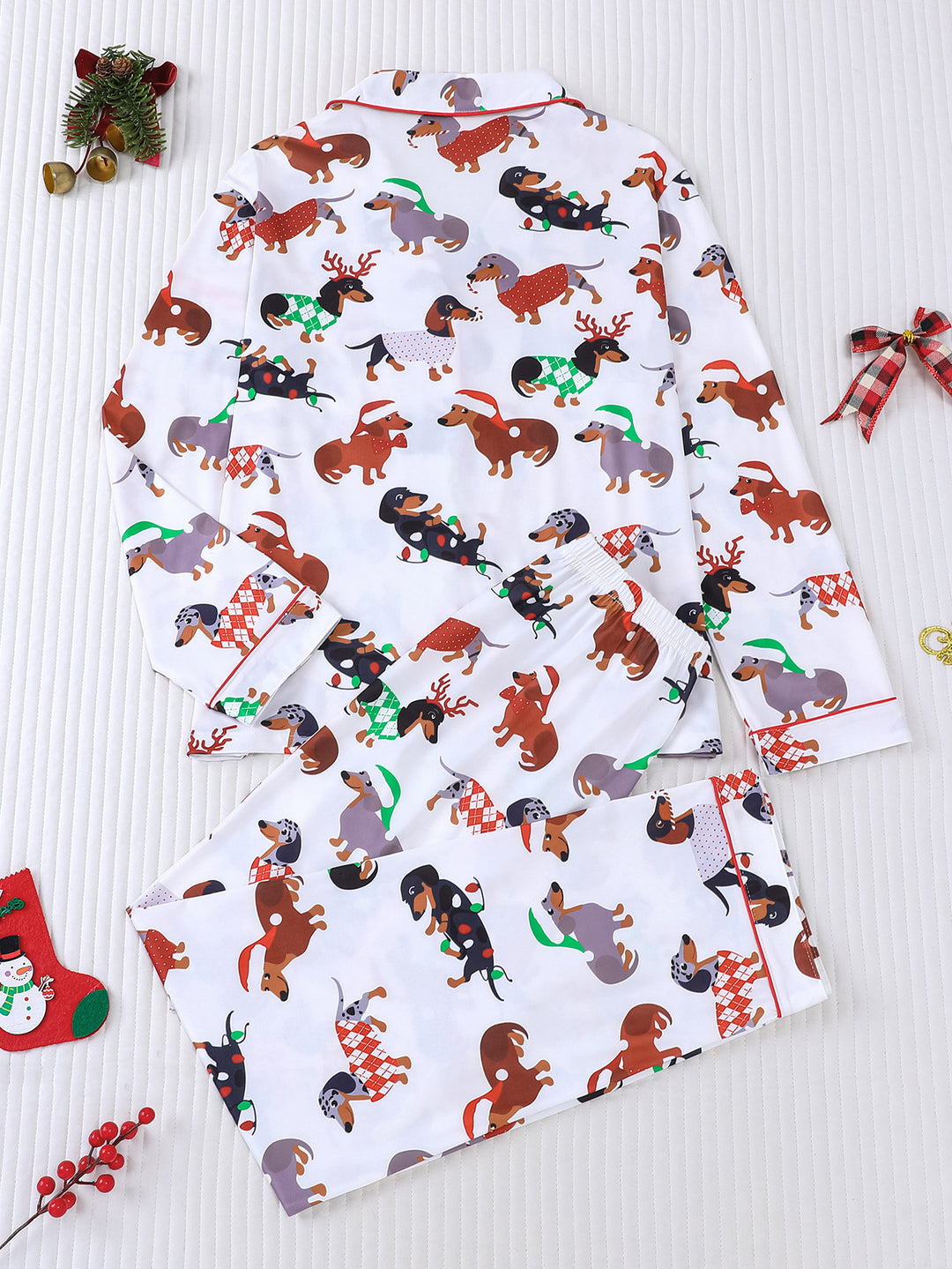 Merry Dachshund Long Sleeve Pajama Set