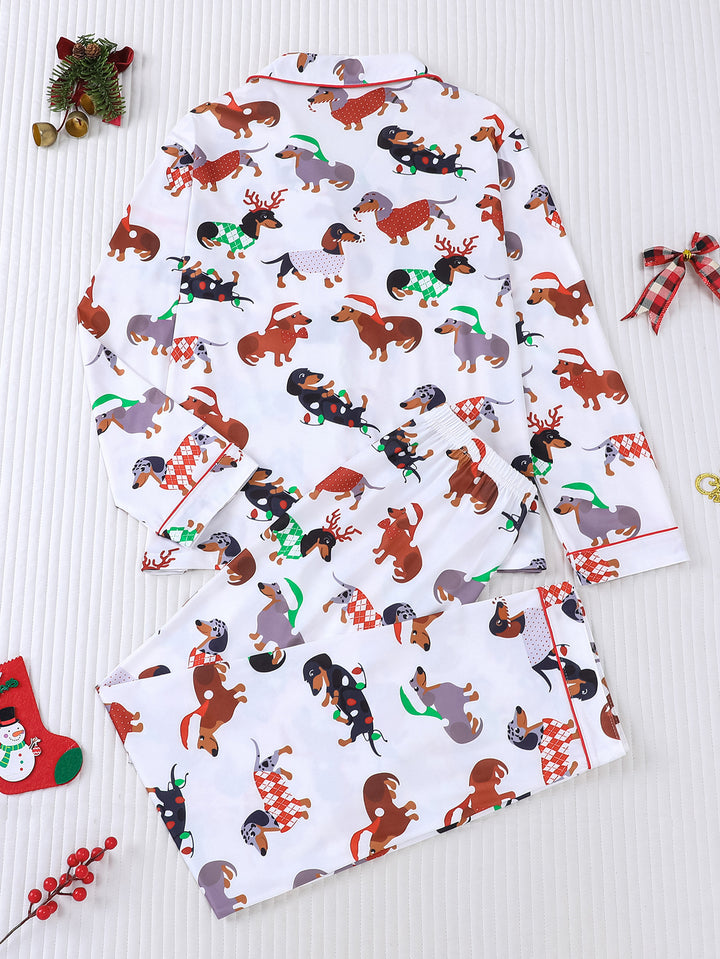 Merry Dachshund Long Sleeve Pajama Set