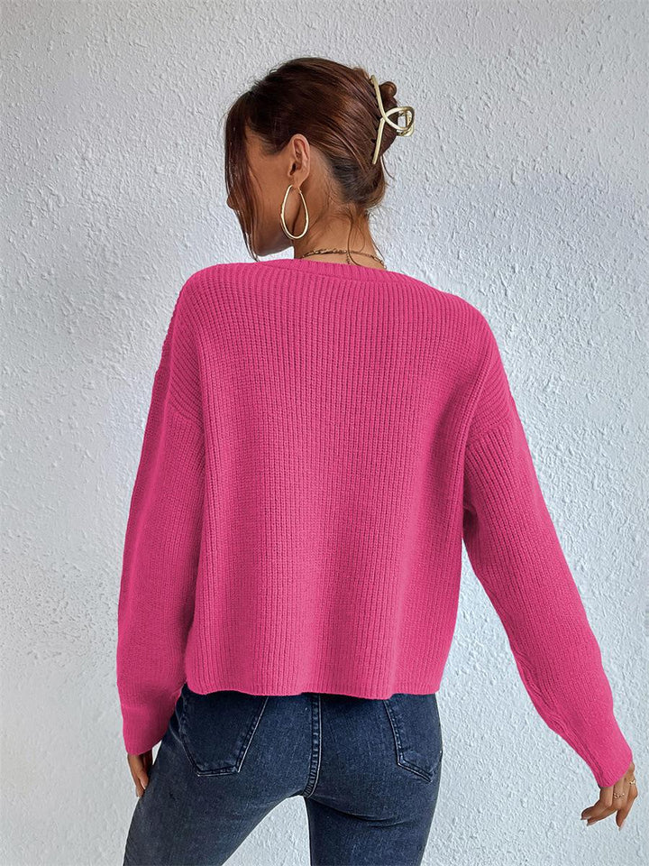Solid Color Knit Sweater