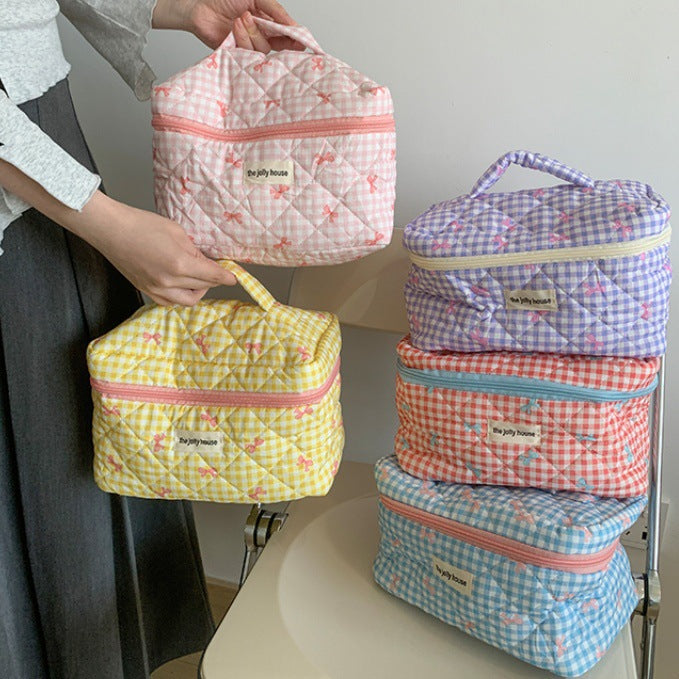 Checkers & Bows Travel Cosmetic Bag