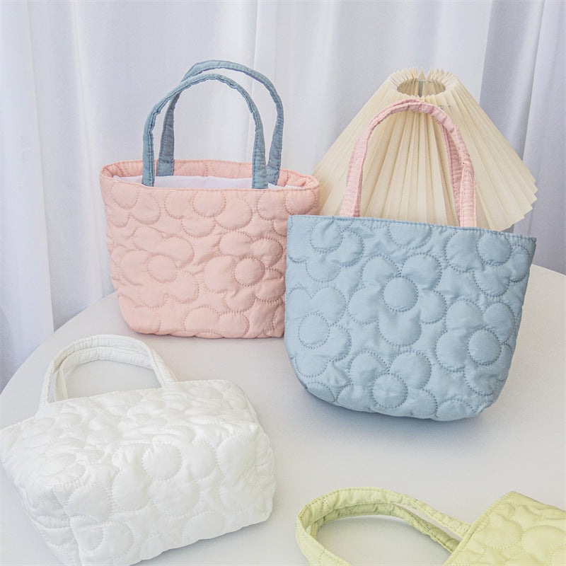 Pastel Quilted Flower Mini Tote Bag