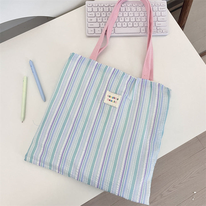 Double Pocket Striped Tote Bag