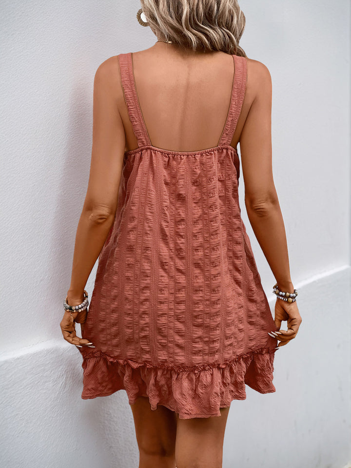 Textured Adjustable Strap Tank Dress
